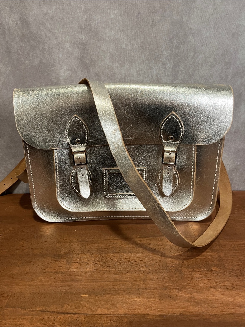 The Cambridge Satchel Company 15 Inch Metallic Silver Batchel Leather Bag - Picture 2 of 10